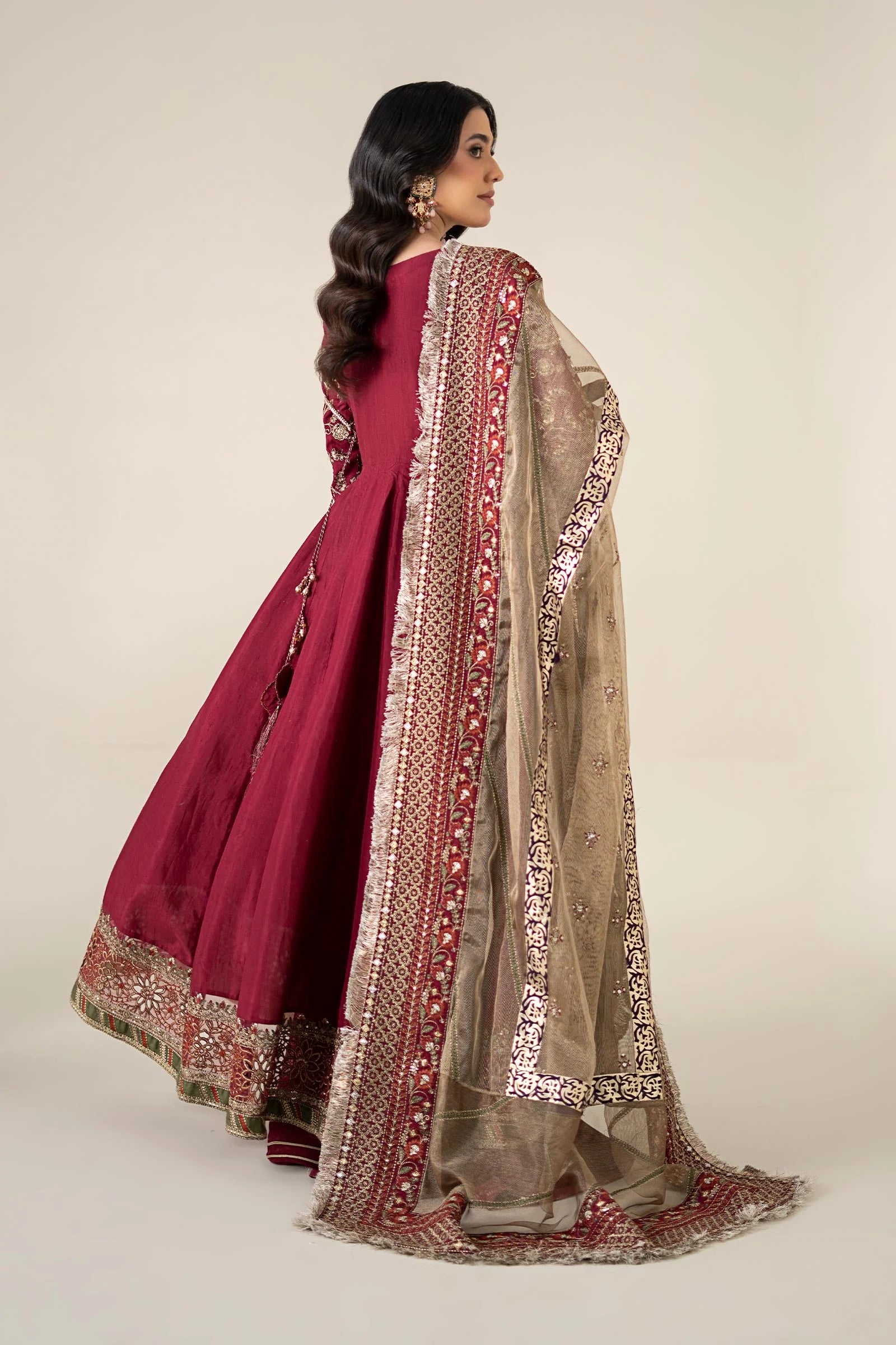 Maria B 3Pc Embroidered Raw Silk Suit SF-EF25-27 gulbuy.com