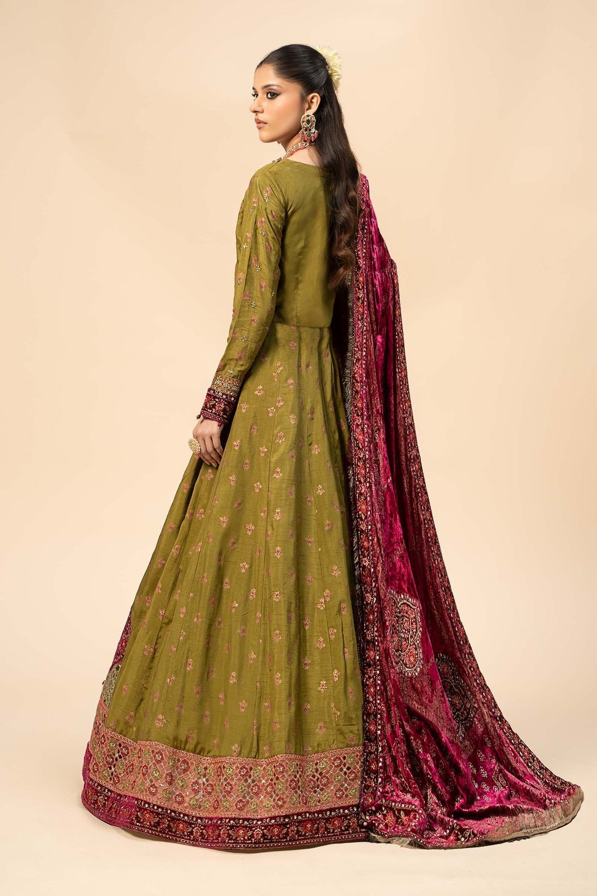 MARIA B 3Pc Embroidered Raw Silk Suit | SF-W24-26 gulbuy.com