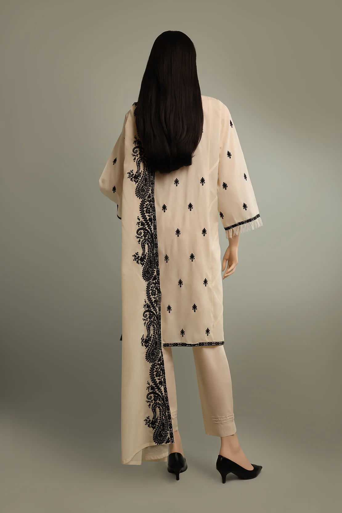 Saya 3Pc Embroidered Cambric Suit W3LP-019 gulbuy.com