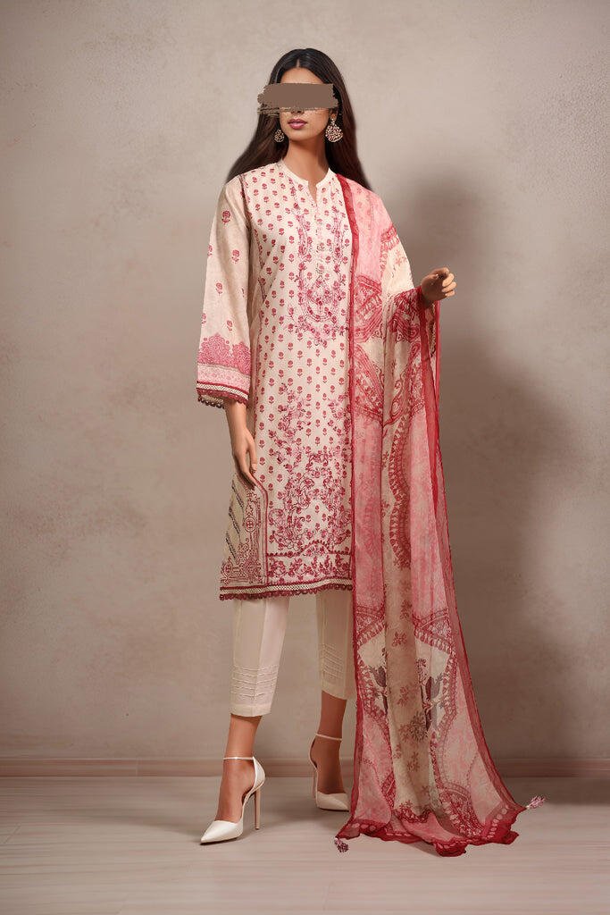 SAYA 3 PIECE PRINTED EMBROIDERED SUIT (SP-3855)