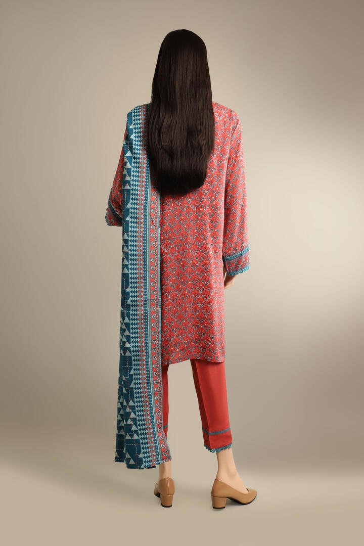 SAYA 3 PIECE PRINTED ARABIC LINEN SUIT (SP-4066) gulbuy.com
