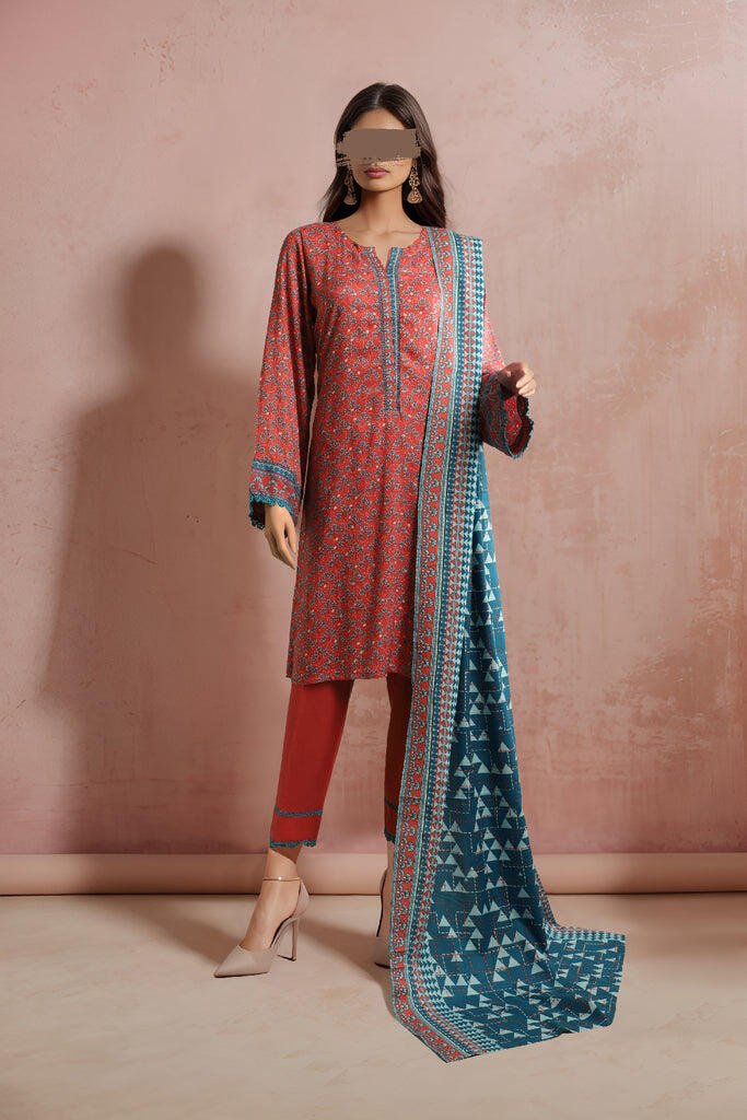 SAYA 3 PIECE PRINTED ARABIC LINEN SUIT (SP-4066)