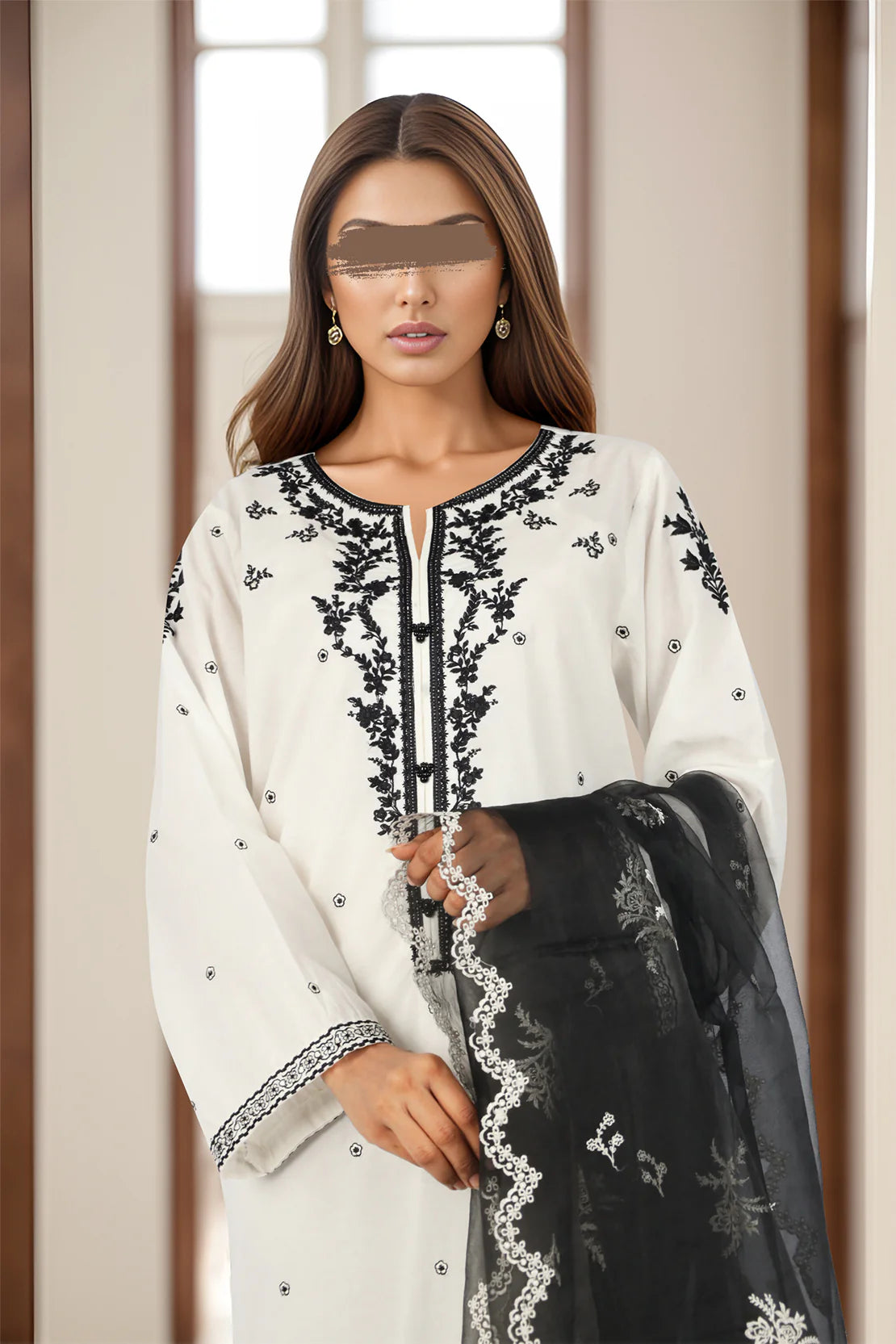 Saya 3Pc Embroidered Cotton Suit W3LP-029 gulbuy.com