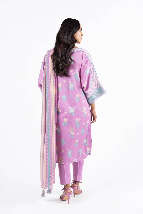 Alkaramstudio 3Pc Embroidered Lawn Suit (SS-43-24-Lavender)