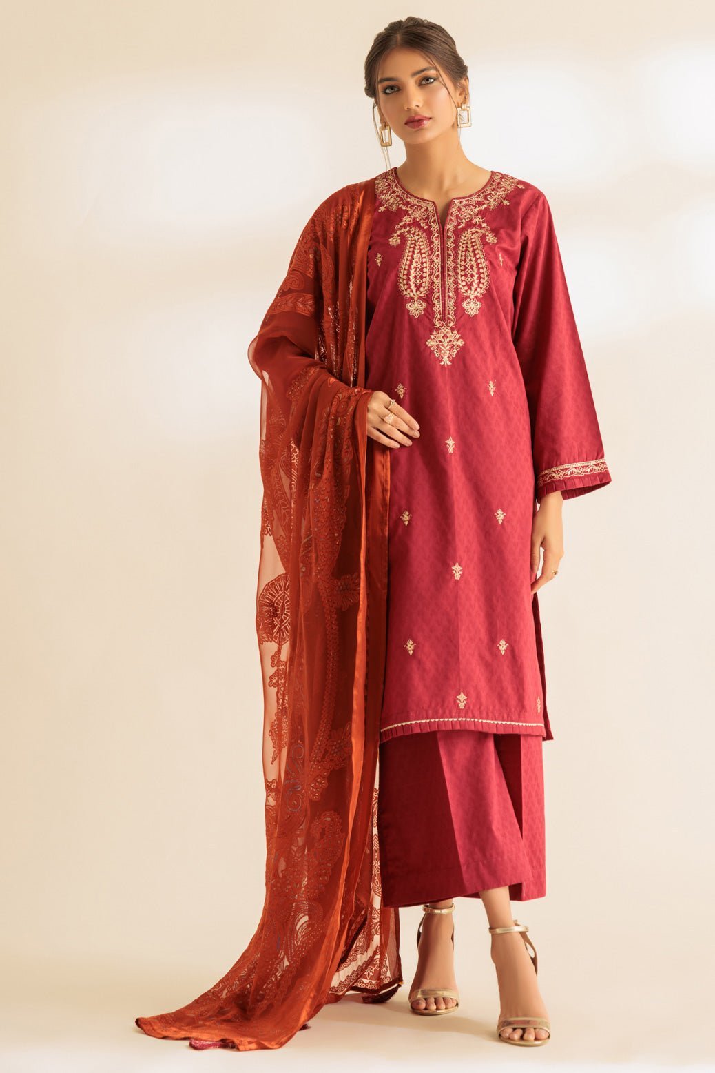 BONANZA SATRANGI 3PC EMBROIDERED JACQUARD SUIT (SS5243P31)