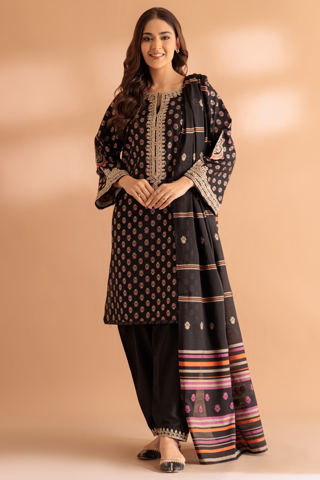 BONANZA SATRANGI 3PC EMBROIDERED JACQUARD SUIT (SS6243P07)