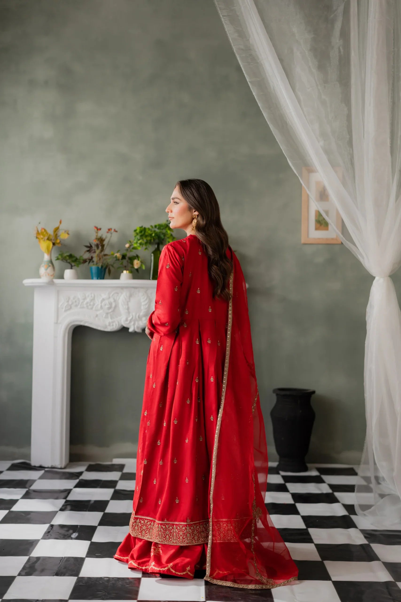 Kastoor 3Pc Embroidered Raw Silk Suit EF-283 gulbuy.com