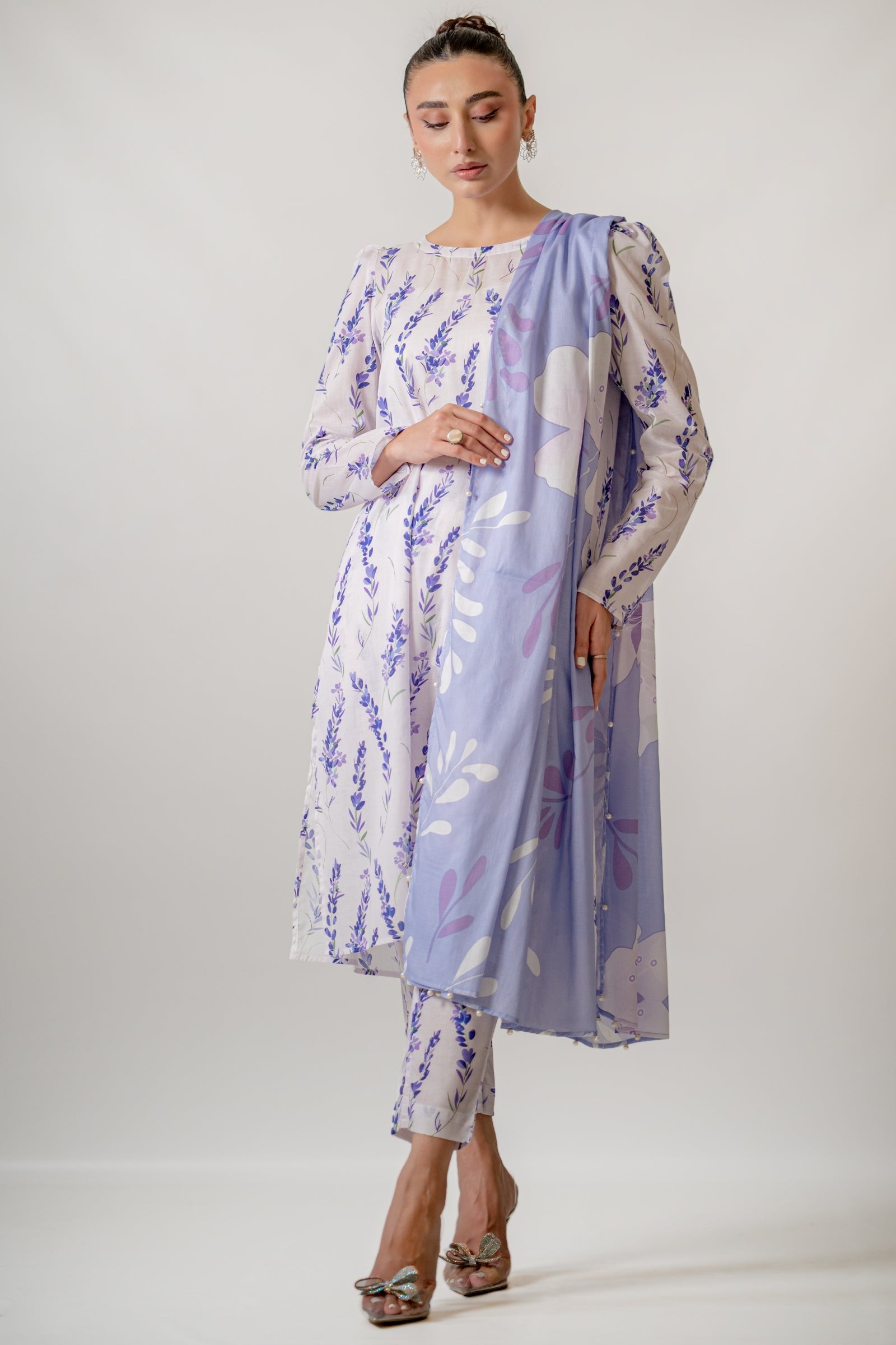 Ego 3 Piece Printed Lawn Suit (U00420-999-WHT)