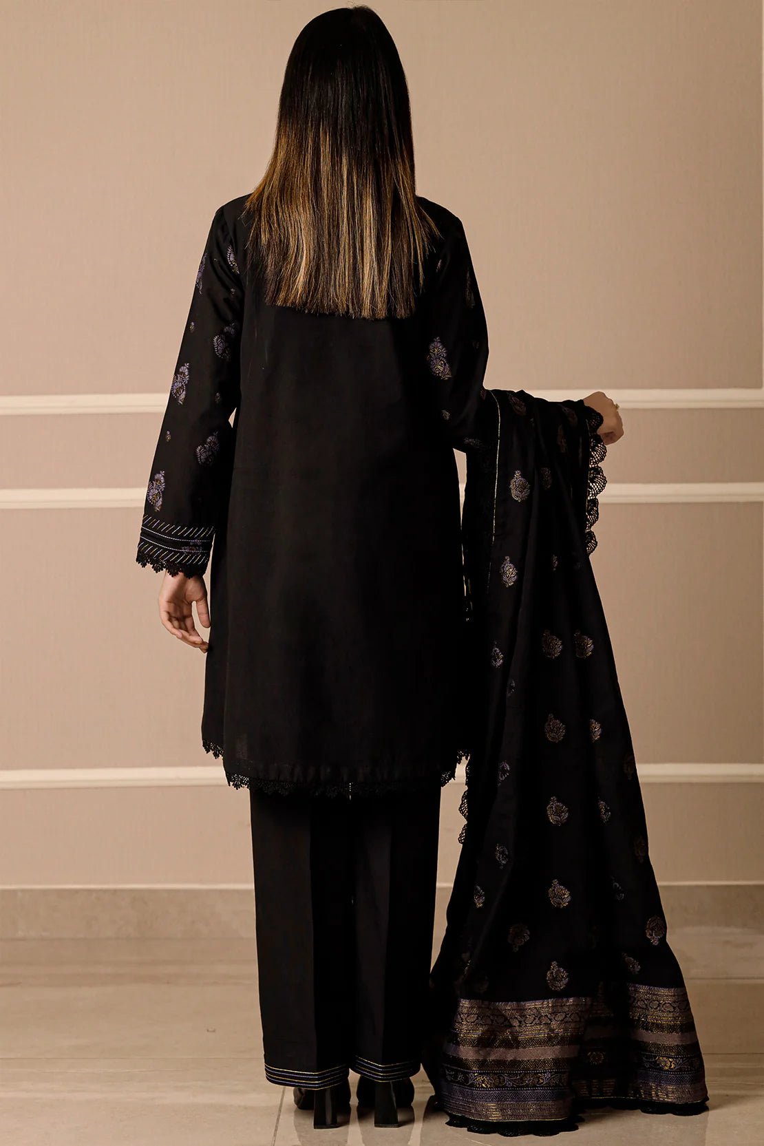 Saya 3Pc Printed Jacquard Suit WUNS-5725 gulbuy.com