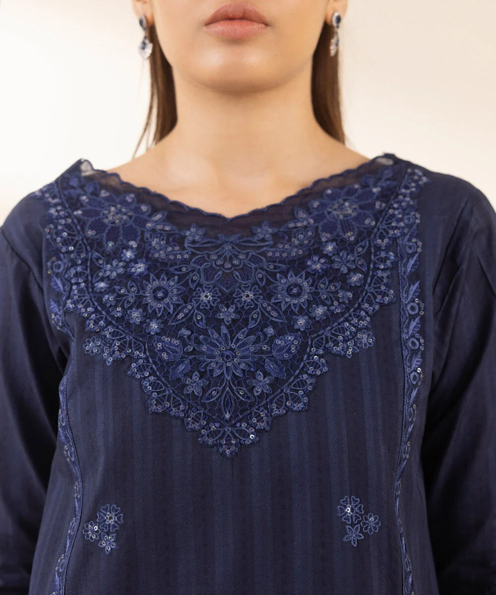 Sapphire 3Pc Embroidered Dobby Suit U3PEDF25V212 gulbuy.com