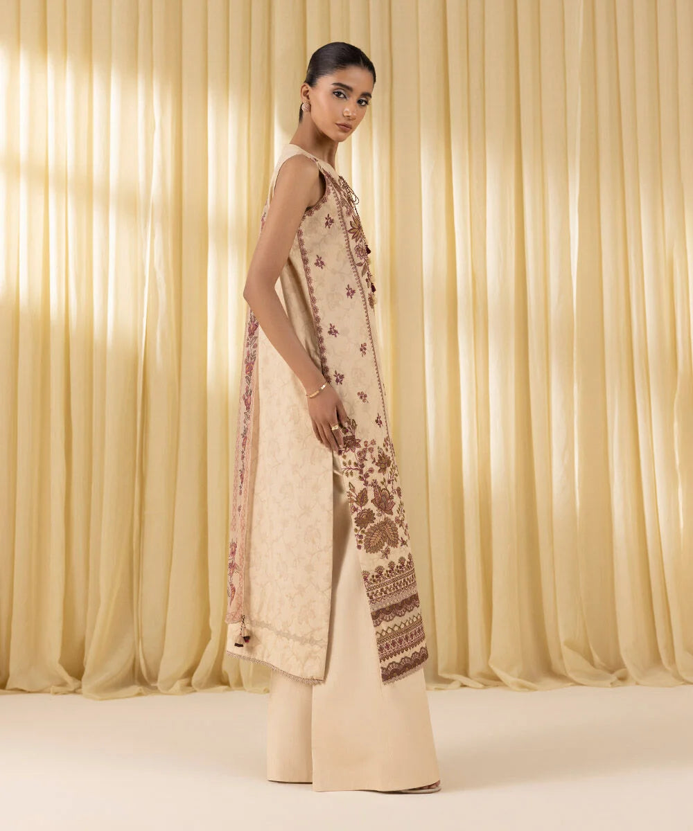 Sapphire 3Pc Embroidered Cotton Jacquard Suit U3PEDF25V311 gulbuy.com