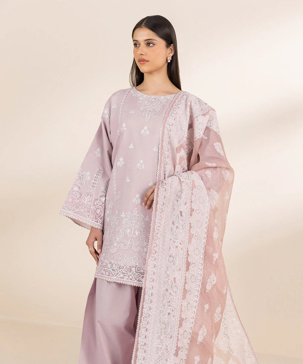 Sapphire 3Pc Embroidered Chambray Suit U3PELX25V215 gulbuy.com