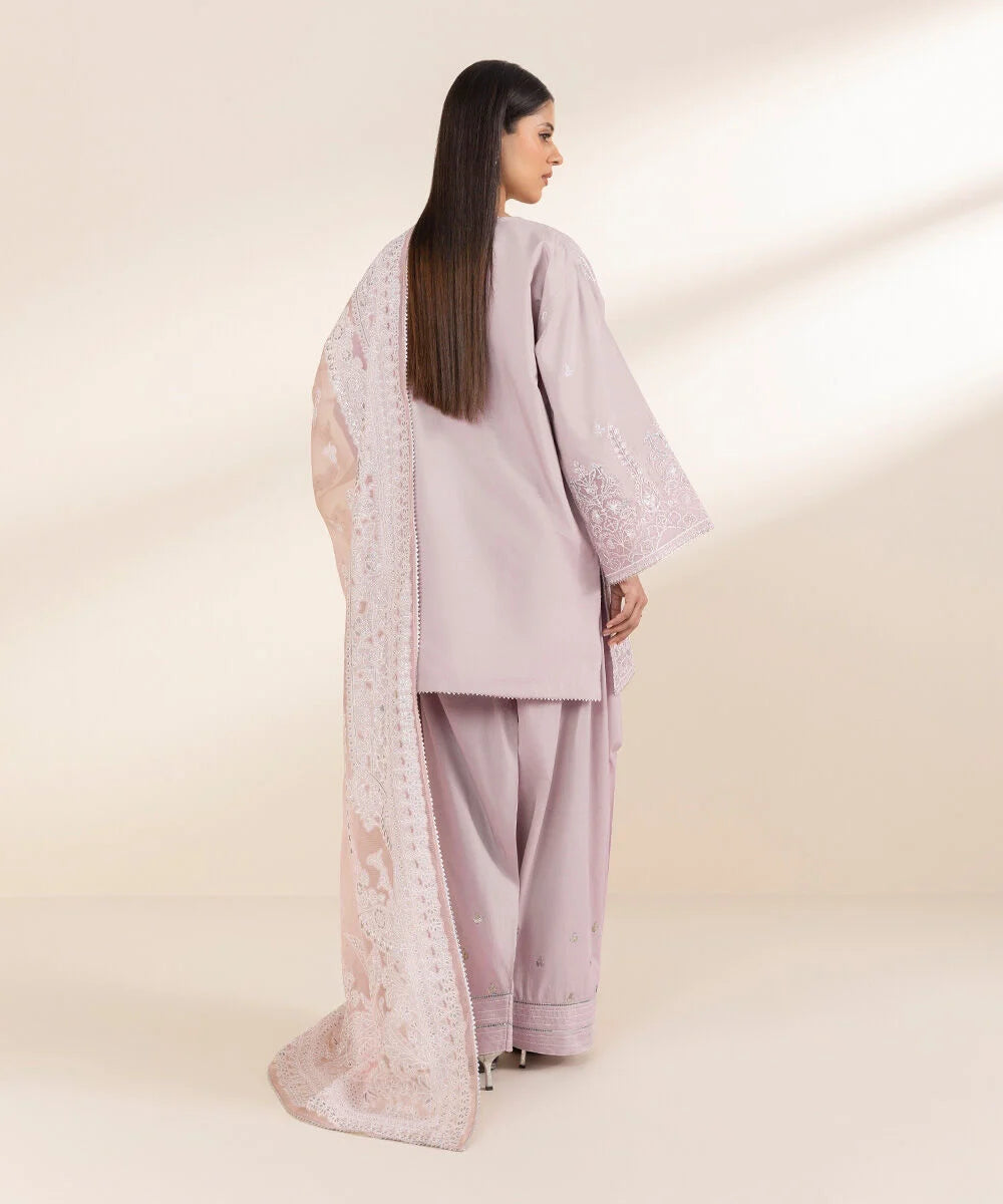 Sapphire 3Pc Embroidered Chambray Suit U3PELX25V215 gulbuy.com