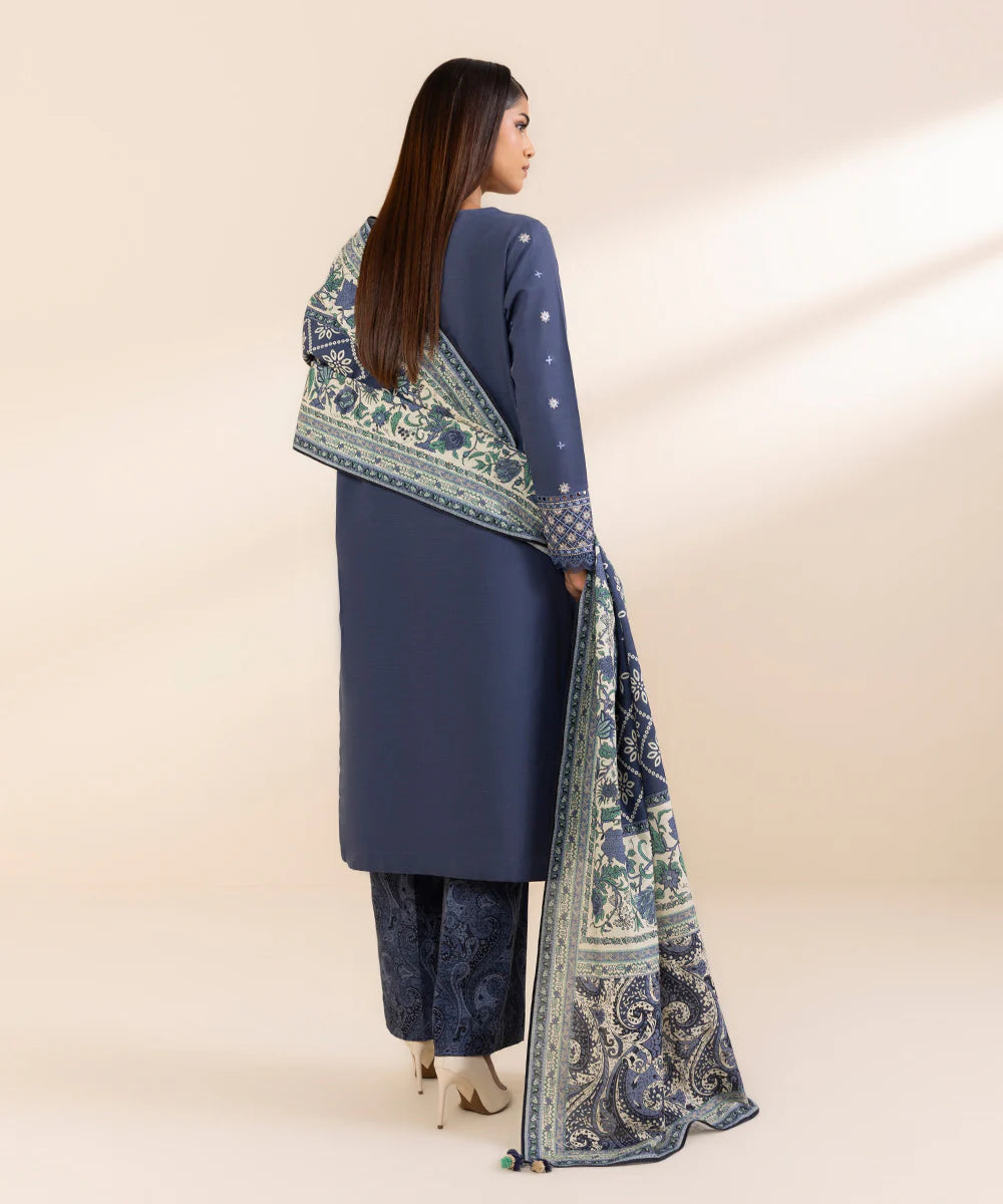 SAPPHIRE 3Pc Embroidered Khaddar Suit U3PESG24V913 gulbuy.com