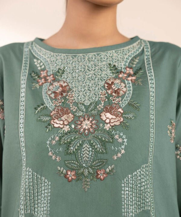 Sapphire 3Pc Embroidered Cotton Suit U3PESG25V130 gulbuy.com