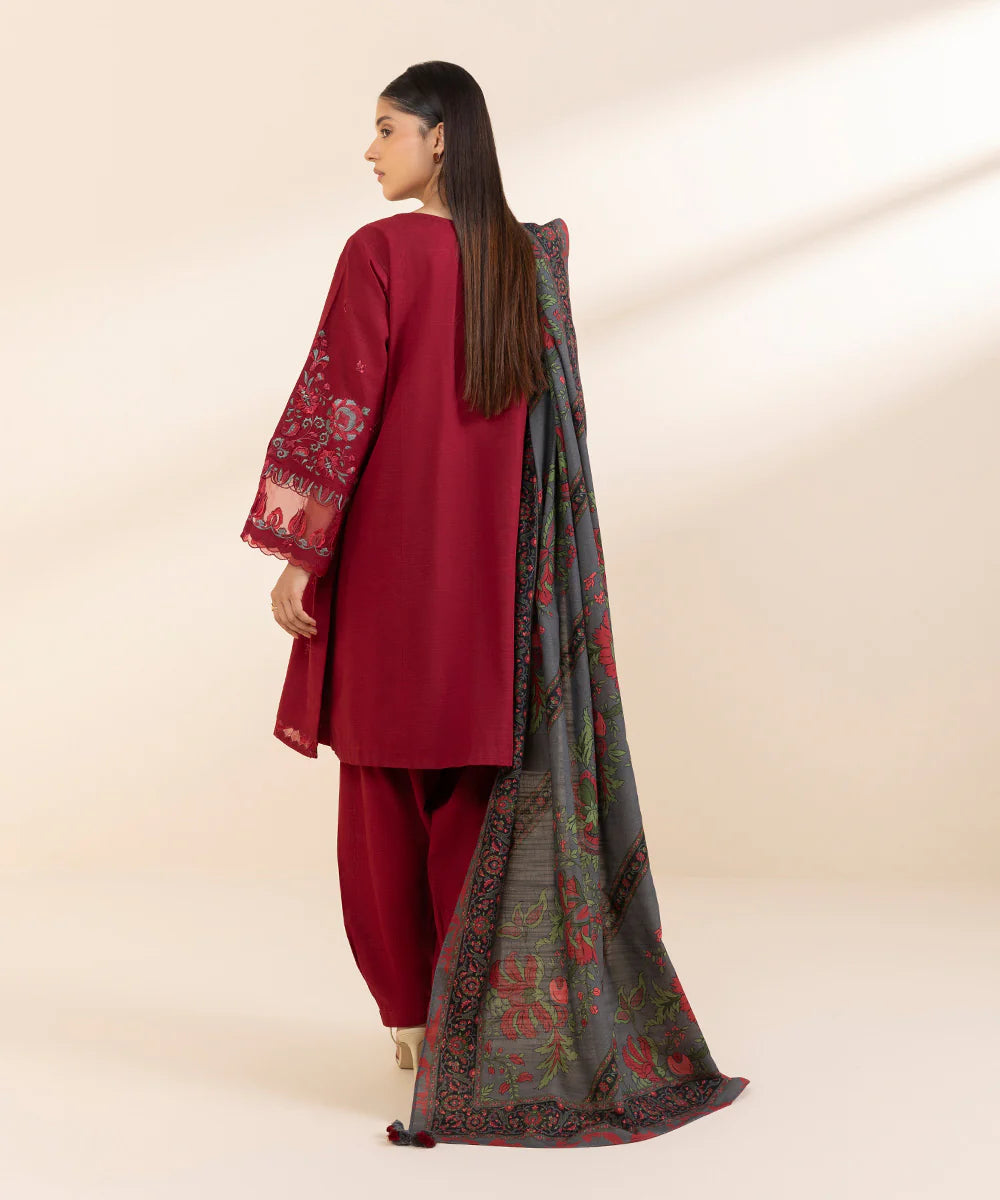 SAPPHIRE 3Pc Embroidered Khaddar Suit U3PEST24V933 gulbuy.com