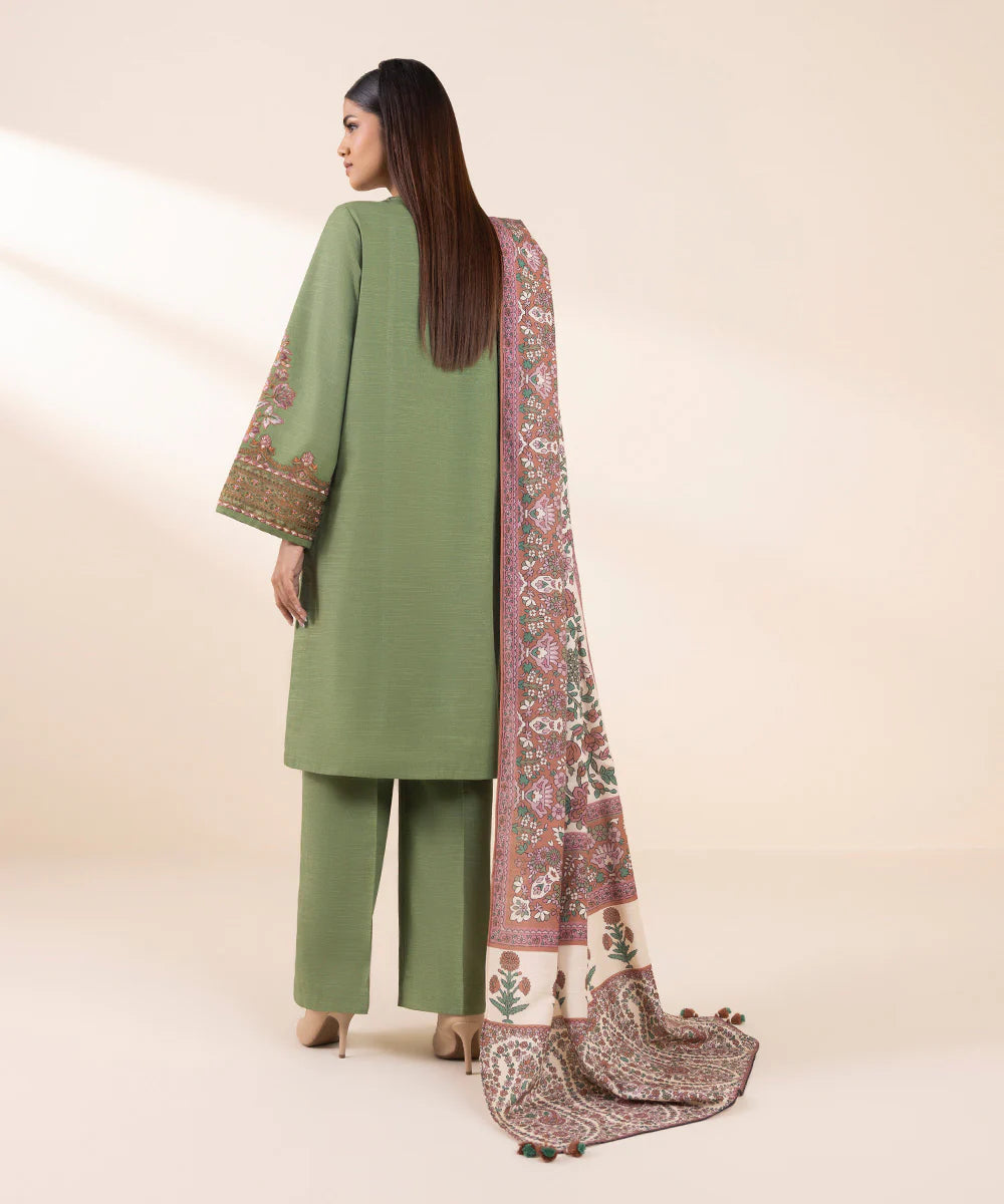 Sapphire 3Pc Embroidered Khaddar Suit U3PESG24V922