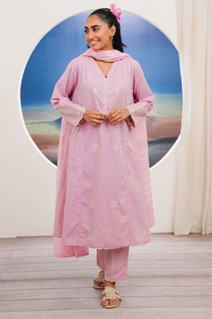 Zellbury Chambray Embroidered Kurta Dupatta Trouser (WPC2331263)