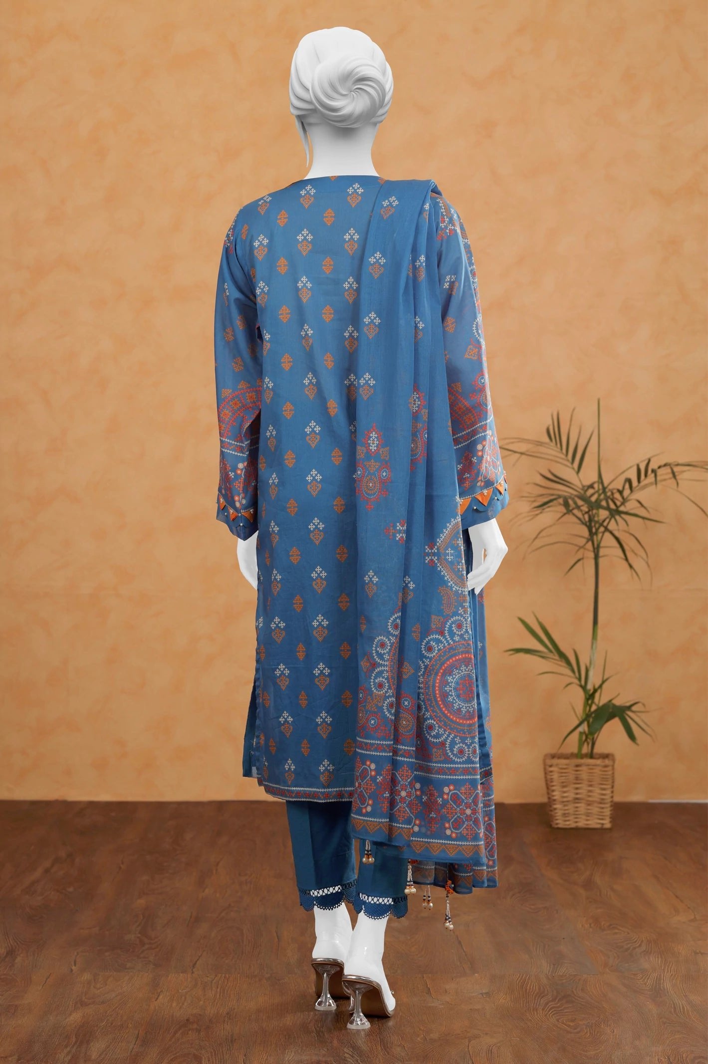 Diners 3Pc Printed Lawn Suit (WU31508-BLUE) gulbuy.com