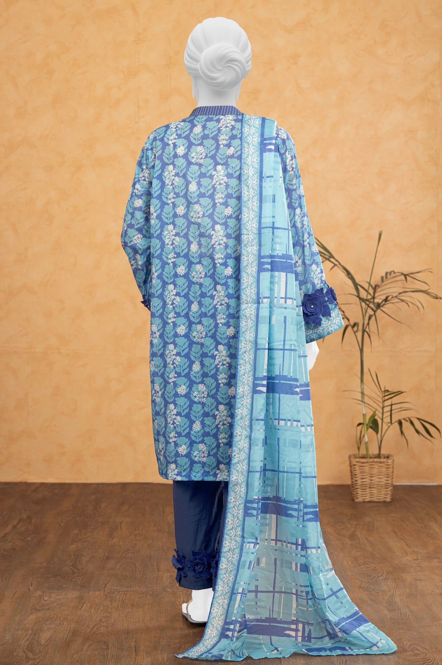 Diners 3Pc Printed Lawn Suit (WU31539-BLUE) gulbuy.com