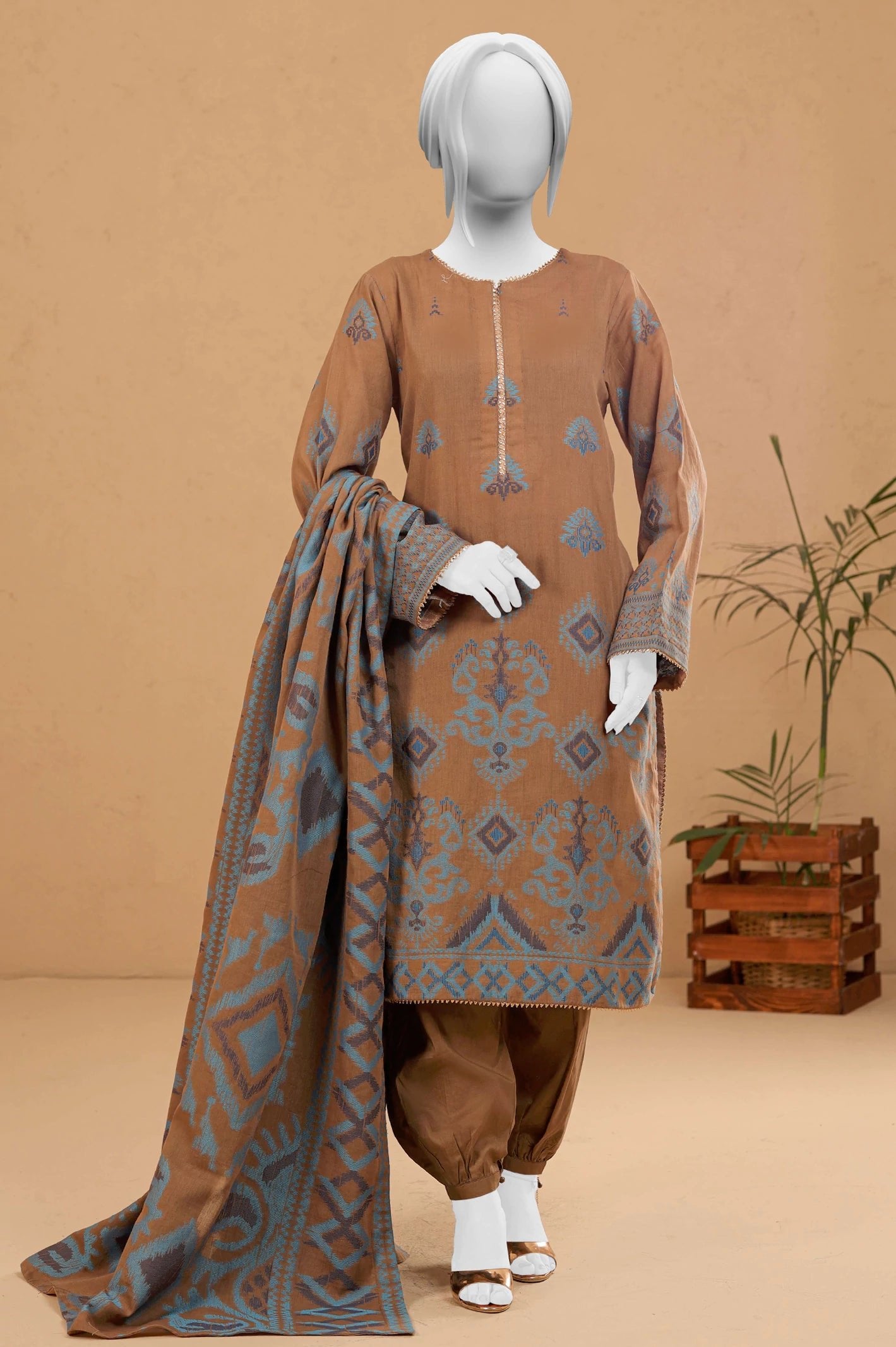 Diners 3Pc Jacquard Suit (WU31560-N-BLUE)
