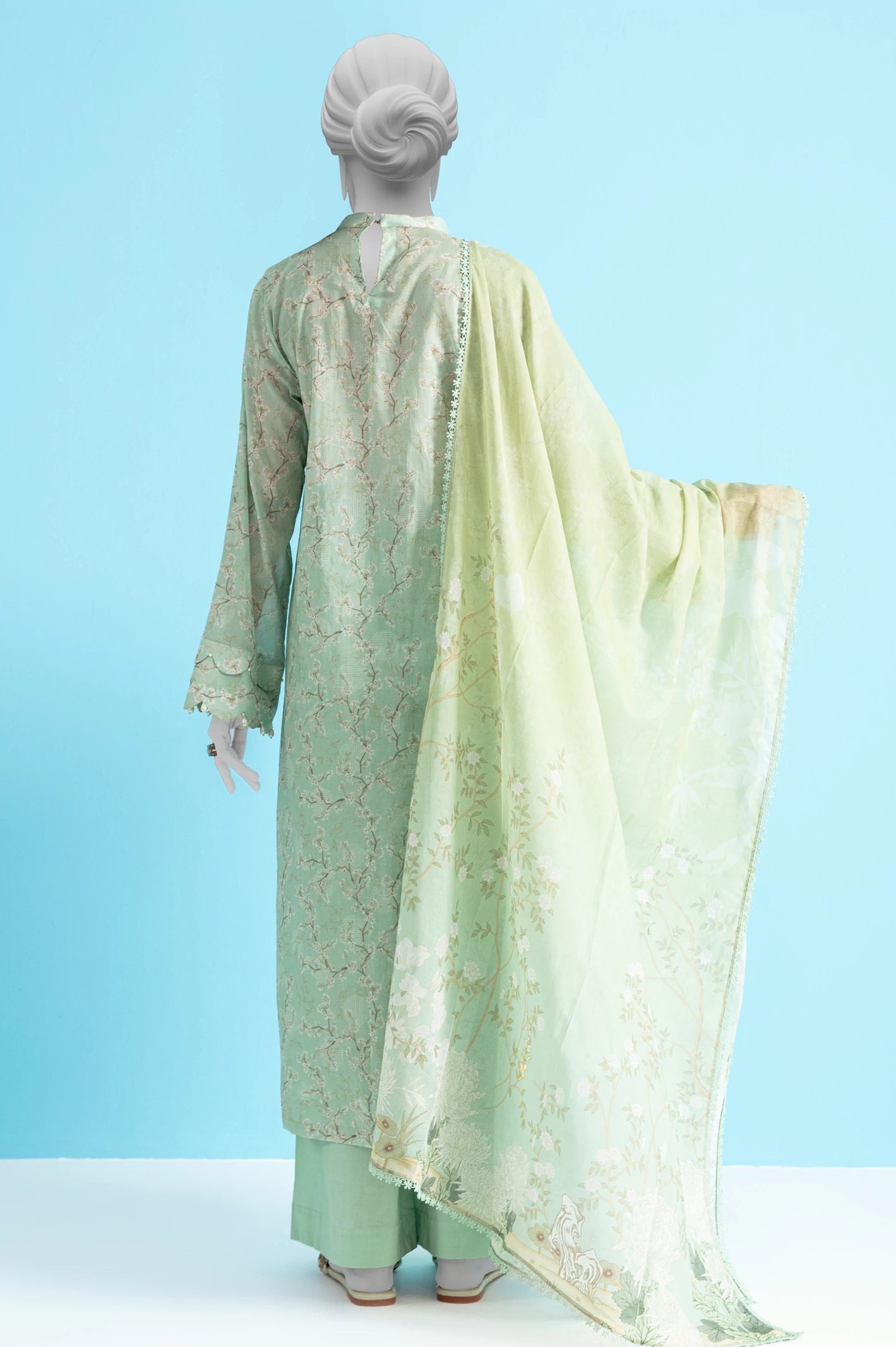 Diners 3Pc Printed Lawn Suit (WU31571-GREEN) gulbuy.com