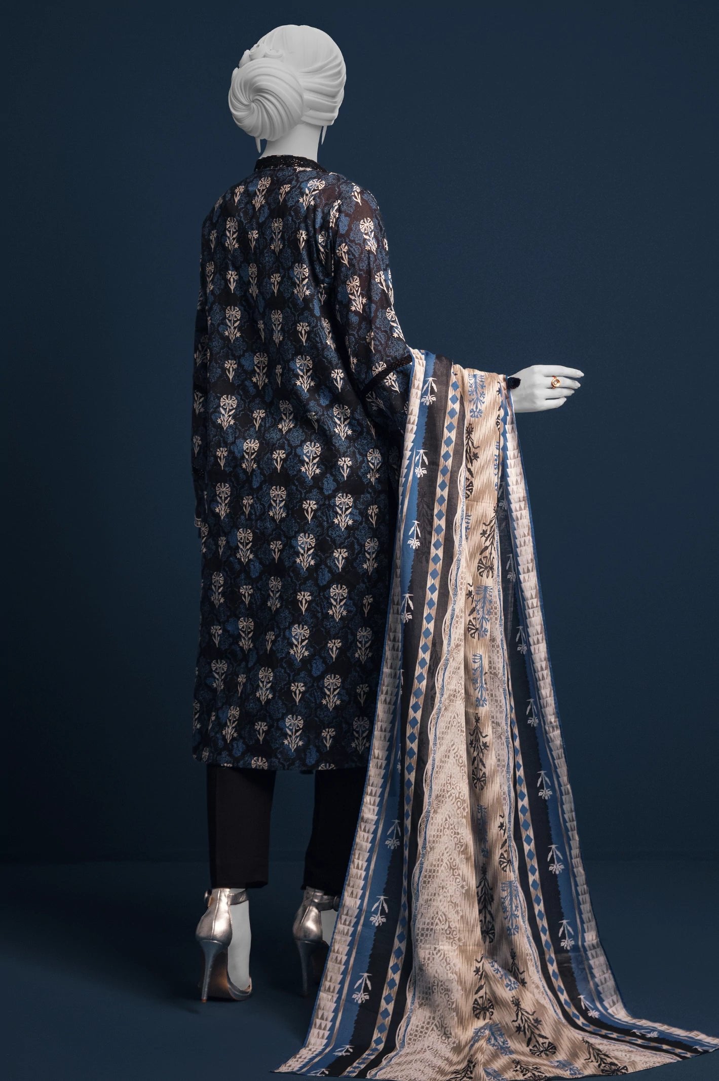 Diners 3Pc Printed Lawn Suit (WU31627-BLACK) gulbuy.com