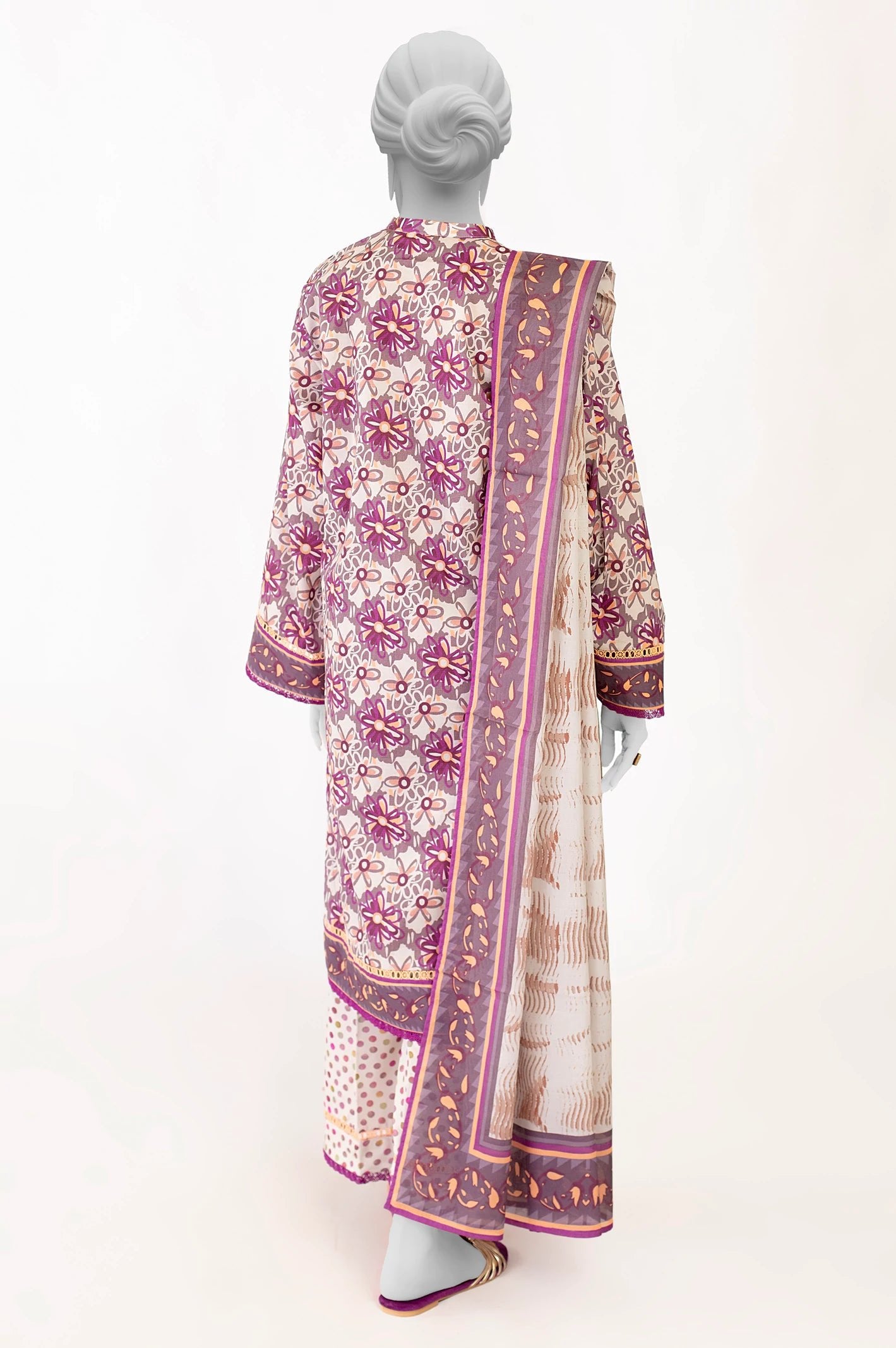 Diners 3Pc Printed Lawn Suit (WU31668-MAGENTA)