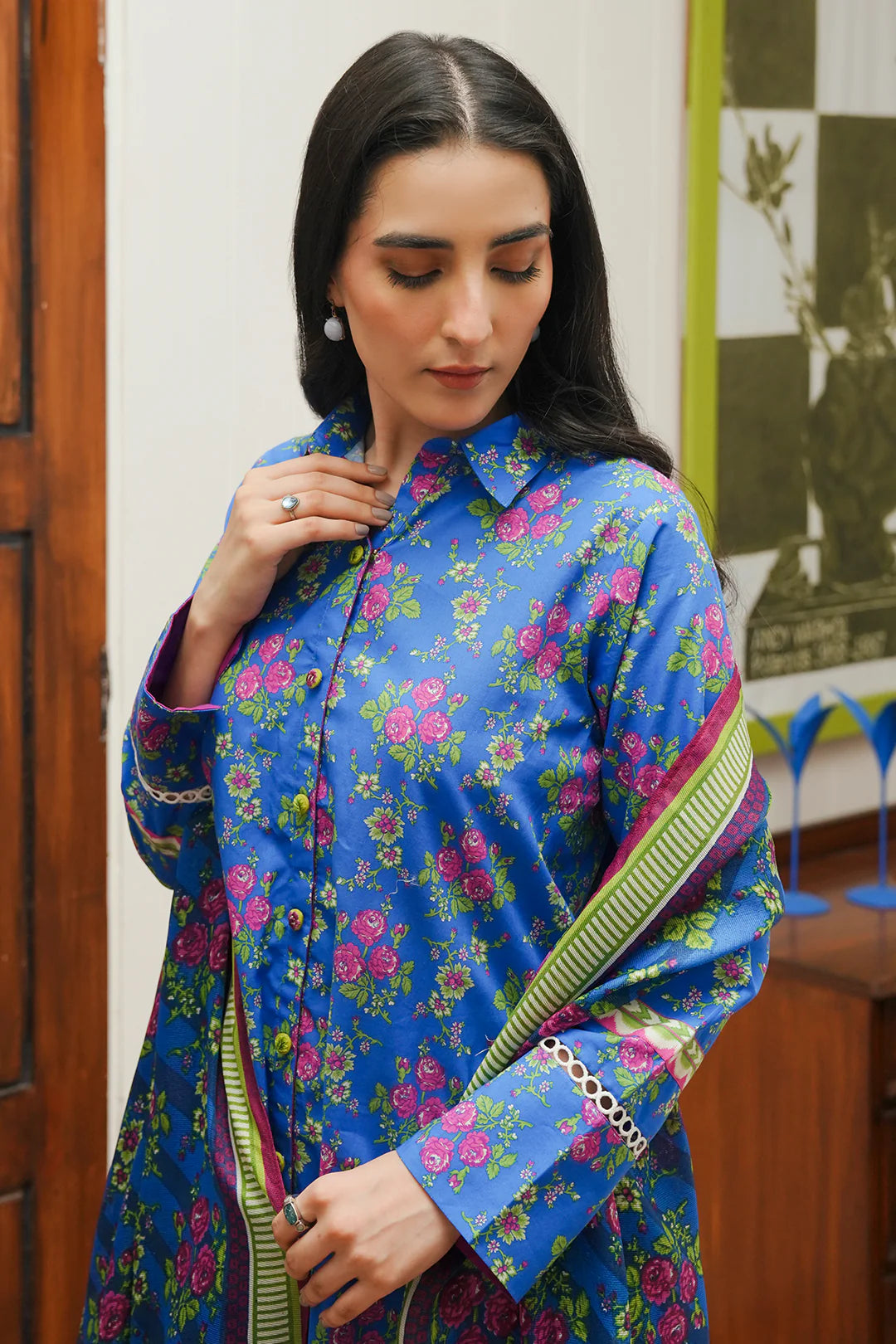 Zellbury 3Pc Printed Cambric Suit 0004 gulbuy.com