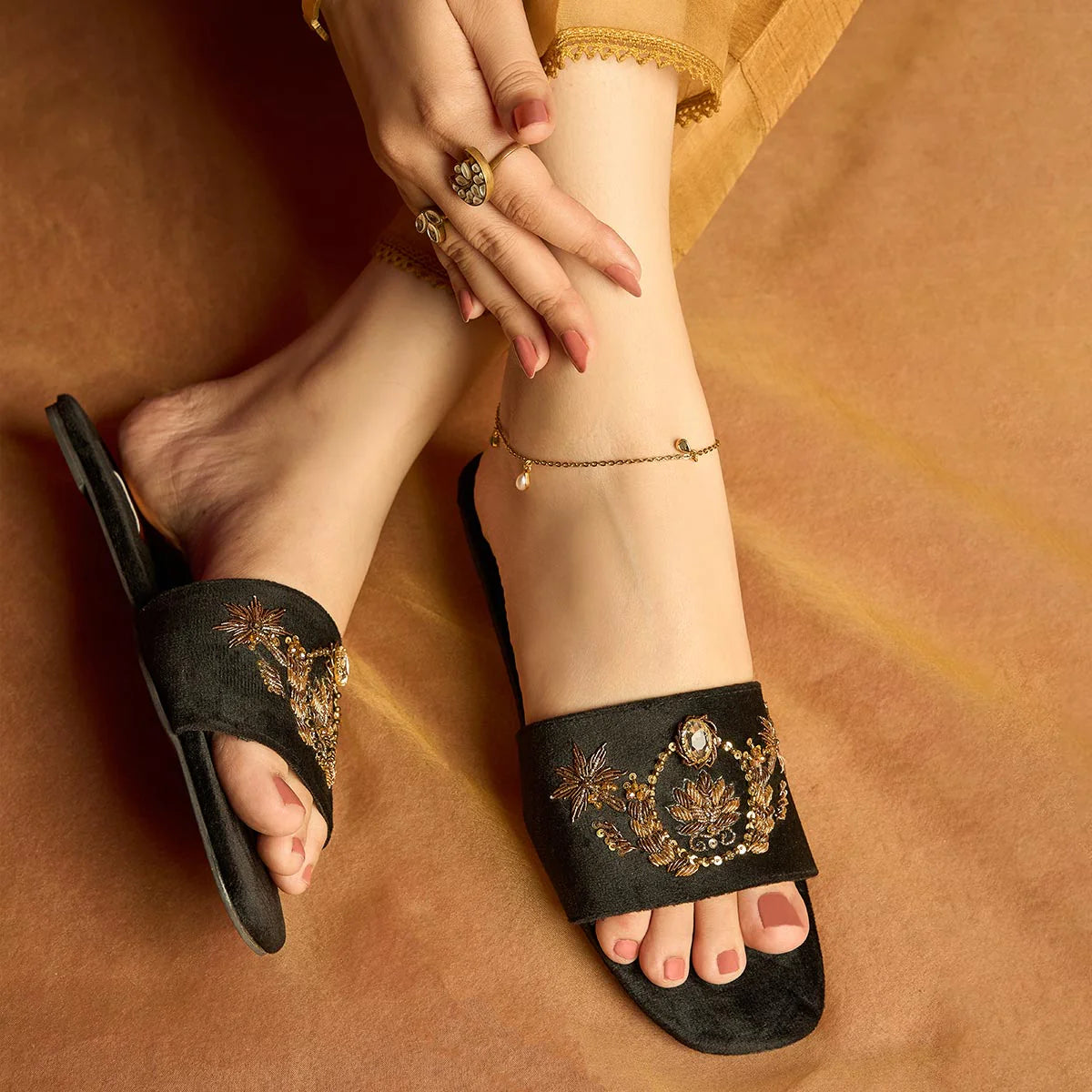 Dazzle Flat Slider Faux Leather Shoes Punk Rock gulbuy.com