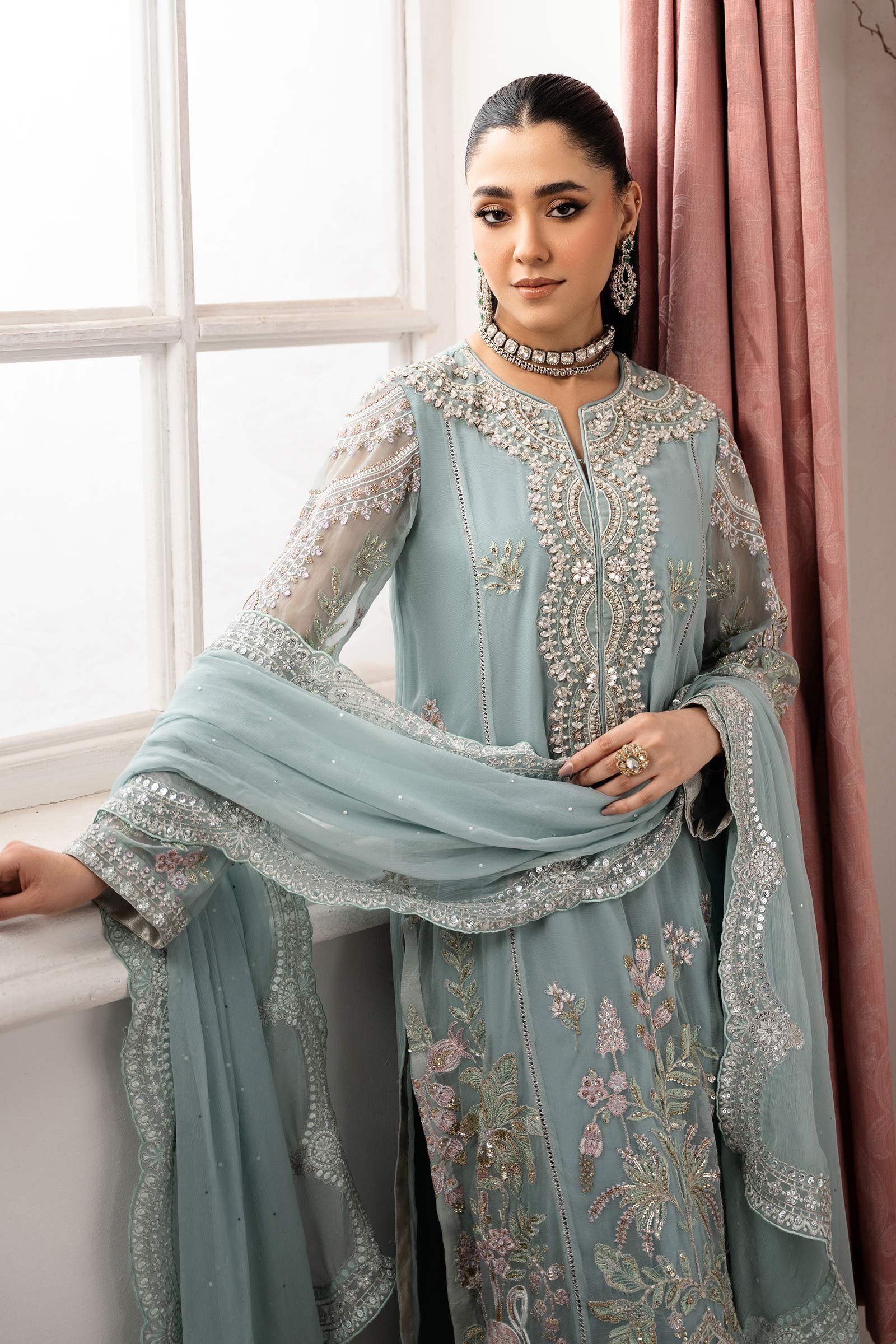 Maria B 3Pc Embroidered Chiffon Suit SF-EA25-20 gulbuy.com