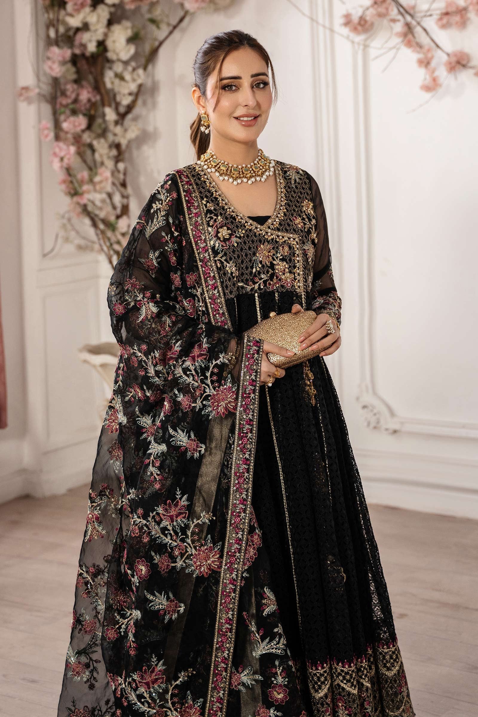 Maria B 3Pc Embroidered Organza Suit SF-EA25-01
