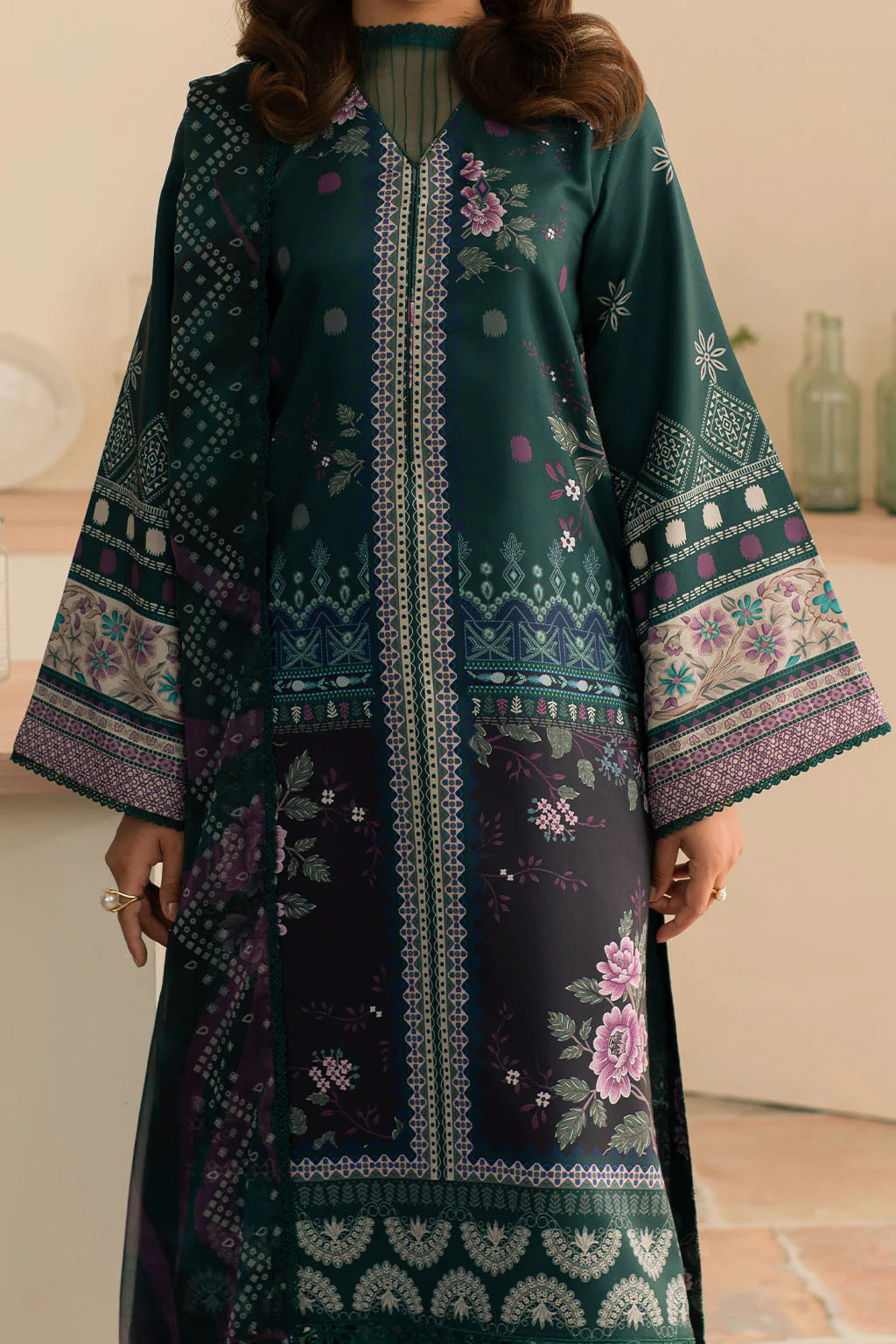 Vanya 3Pc Printed Lawn Silk Suit SM-10 gulbuy.com