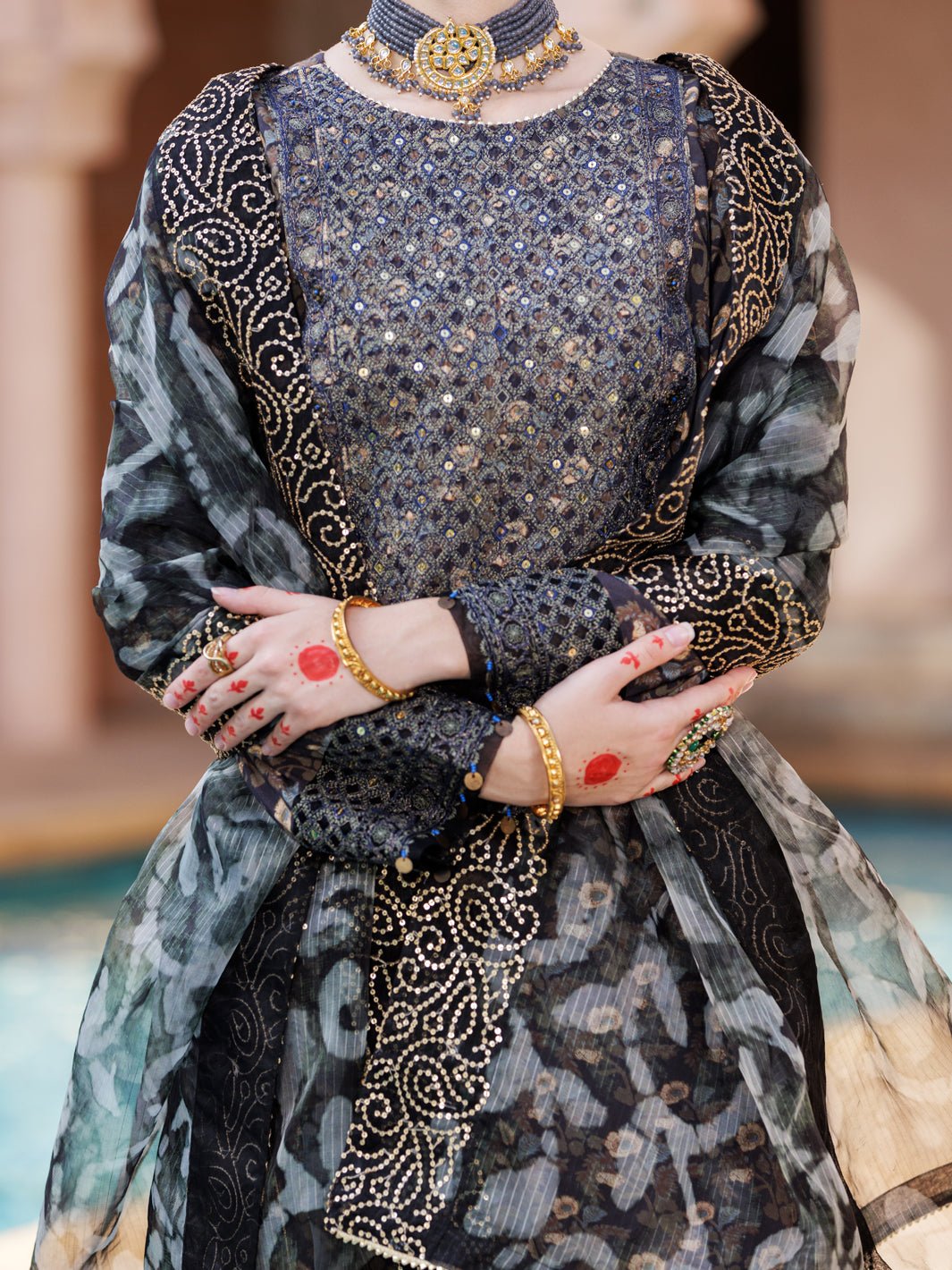 ALMIRAH 3 PIECE EMBROIDERED SILK SUIT (AL-3PS-LS-433) gulbuy.com