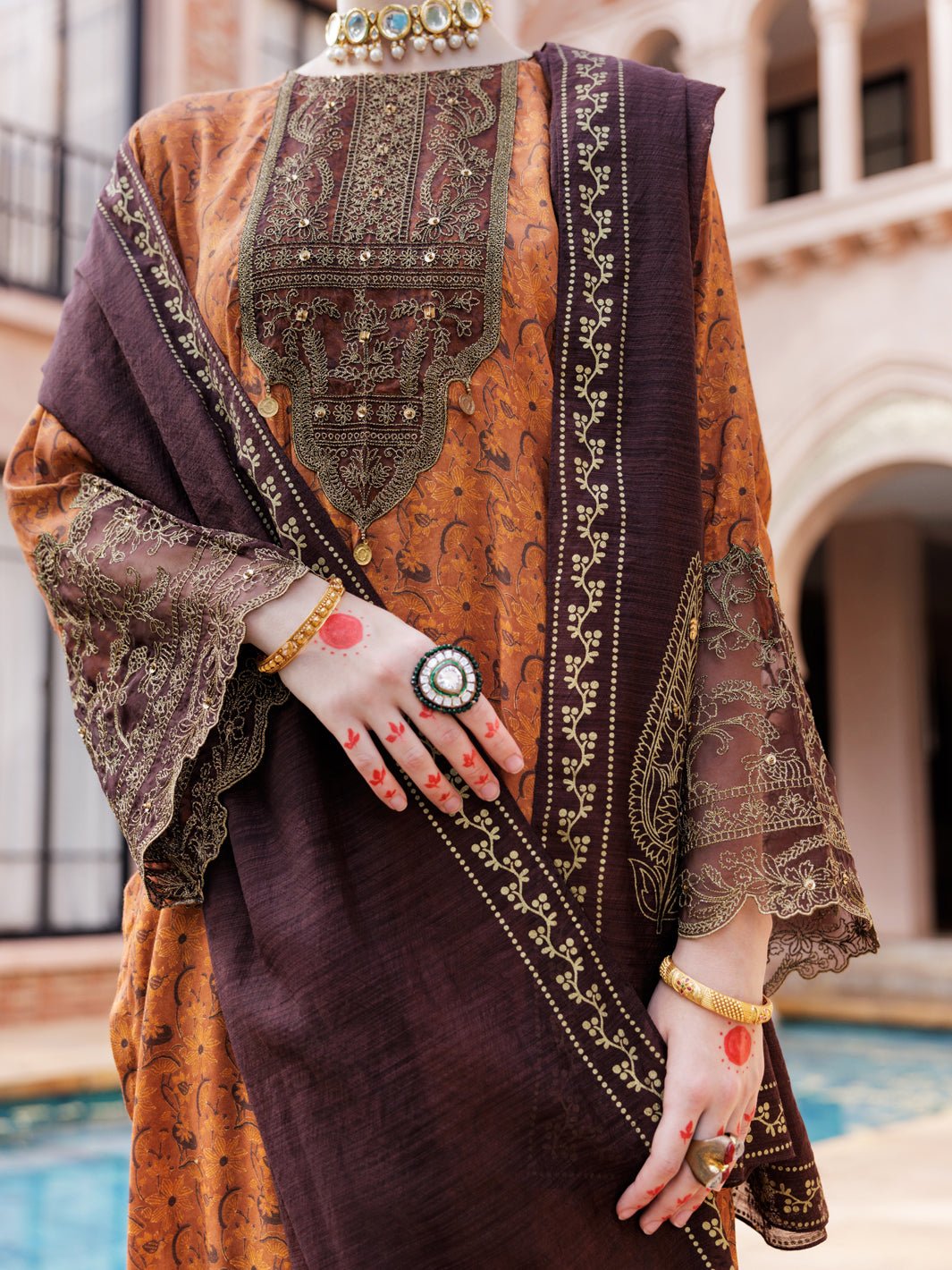 ALMIRAH 3 PIECE EMBROIDERED SILK SUIT (AL-3PS-LS-434)