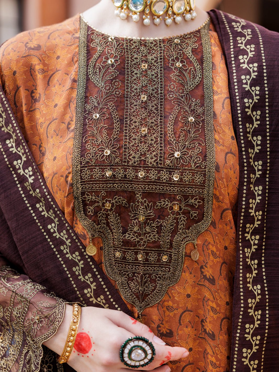 ALMIRAH 3 PIECE EMBROIDERED SILK SUIT (AL-3PS-LS-434) gulbuy.com