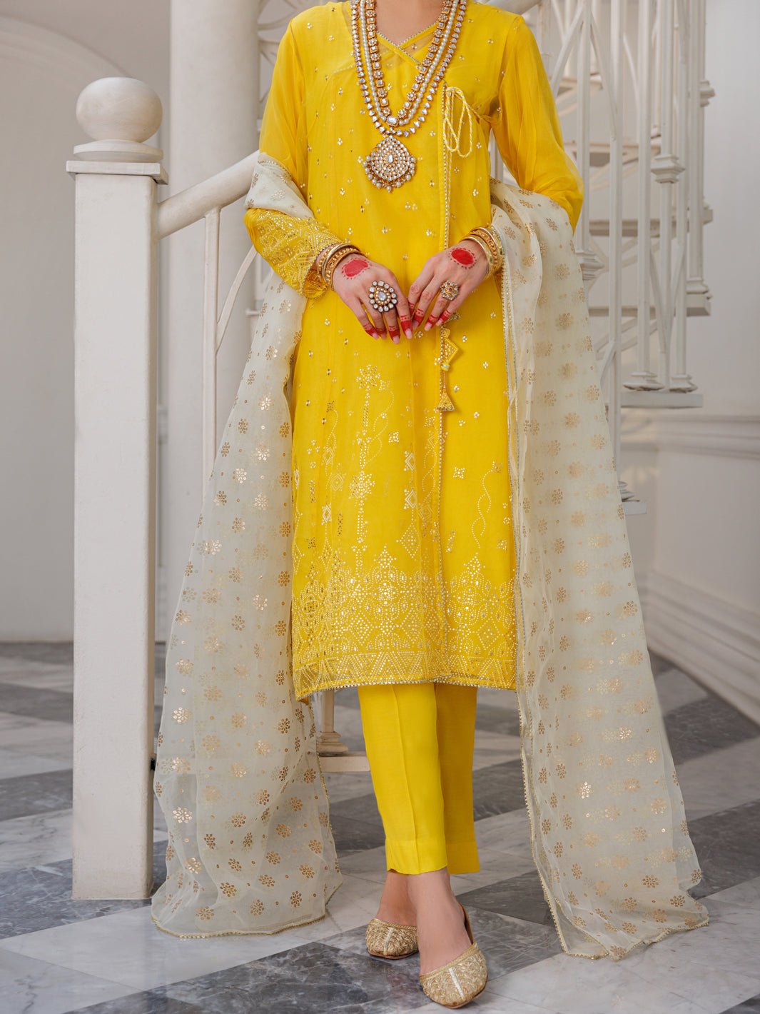 ALMIRAH 3 PIECE EMBROIDERED ORGANZA SUIT (ALP-3PS-1627)
