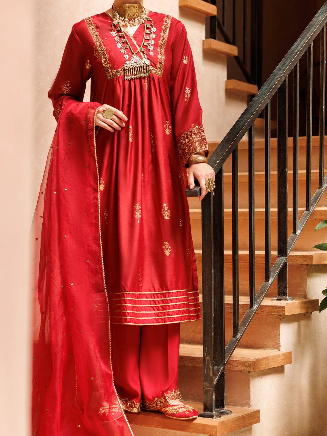 ALMIRAH 3 PIECE EMBROIDERED SILK SUIT (ALP-3PS-1849)