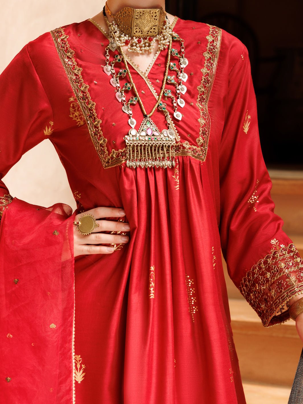 ALMIRAH 3 PIECE EMBROIDERED SILK SUIT (ALP-3PS-1849) gulbuy.com
