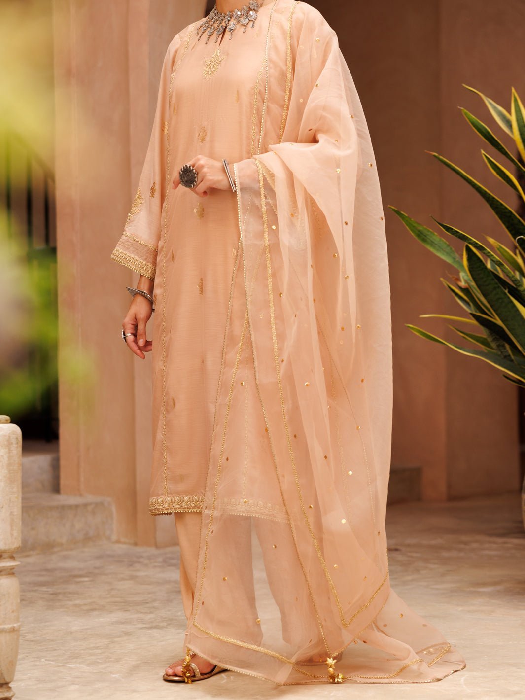 ALMIRAH 3 PIECE EMBROIDERED SILK SUIT (ALP-3PS-1851)