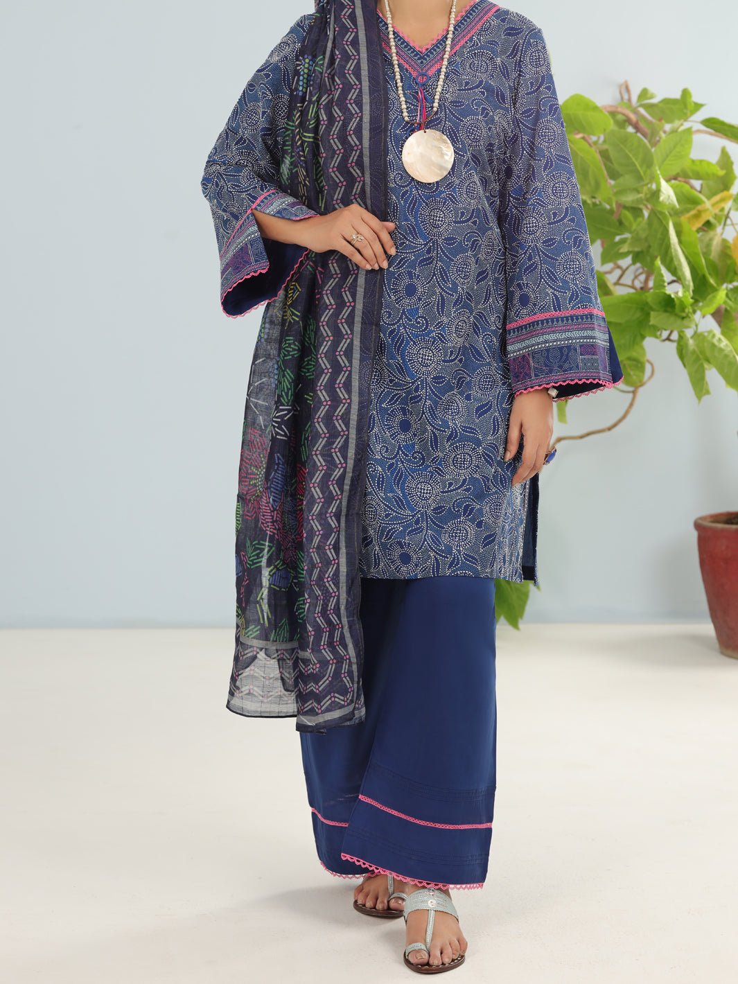 ALMIRAH LIGHT 3 PIECE BLUE LAWN SUIT (ALP-3PS-1899)