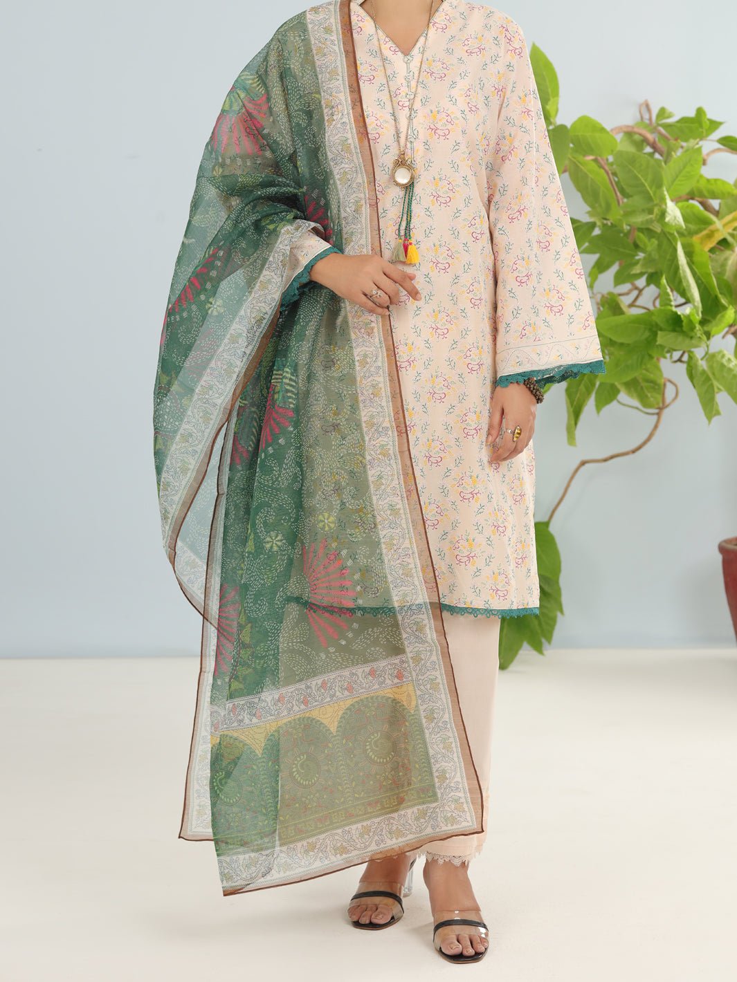 ALMIRAH LIGHT 3 PIECE BEIGE LAWN SUIT (ALP-3PS-1900)