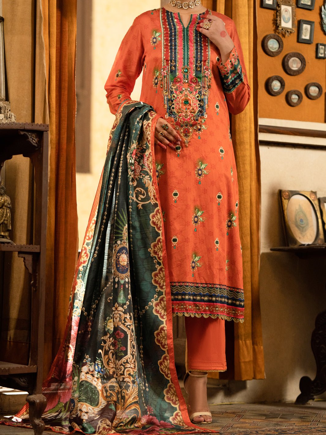 ALMIRAH 3 PIECE COTTON SILK SUIT (AWP-3PS-566)
