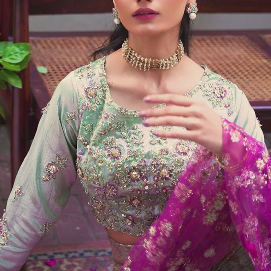 Mushq 3Pc Embroidered Zari Suit Zima gulbuy.com