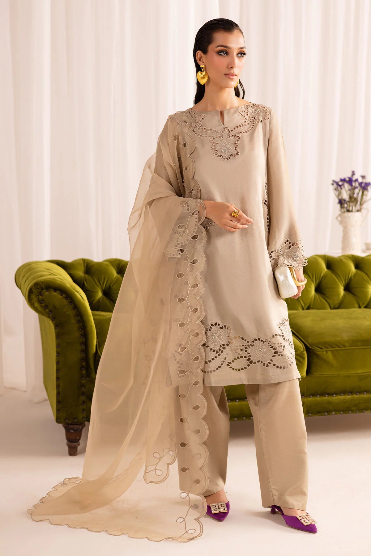 Nureh 3Pc Embroidered Silk Suit NP-650 gulbuy.com