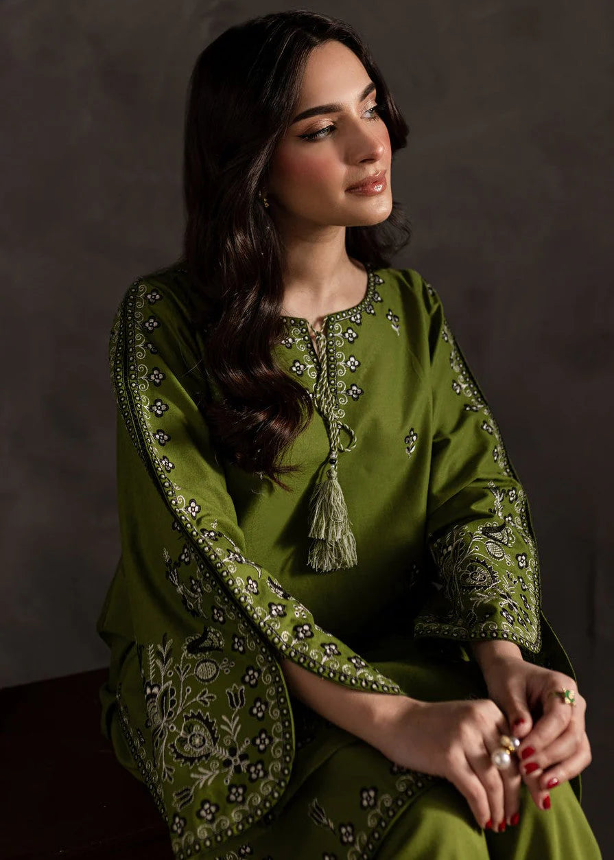 Chaudhary Arts 2Pc Embroidered Linen Suit Hijaa gulbuy.com