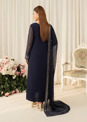 Agha jaan 3Pc Embroidered Chiffon Suit DIVINE BLUE gulbuy.com