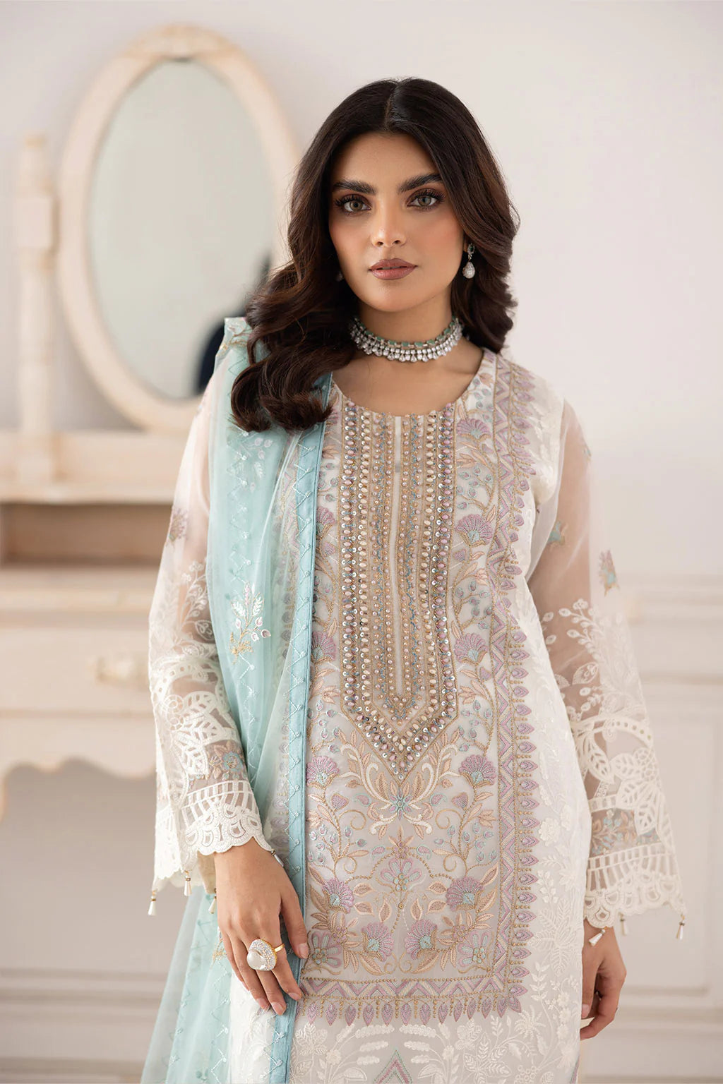 Ramsha 3Pc Embroidered Organza Suit P-207 gulbuy.com