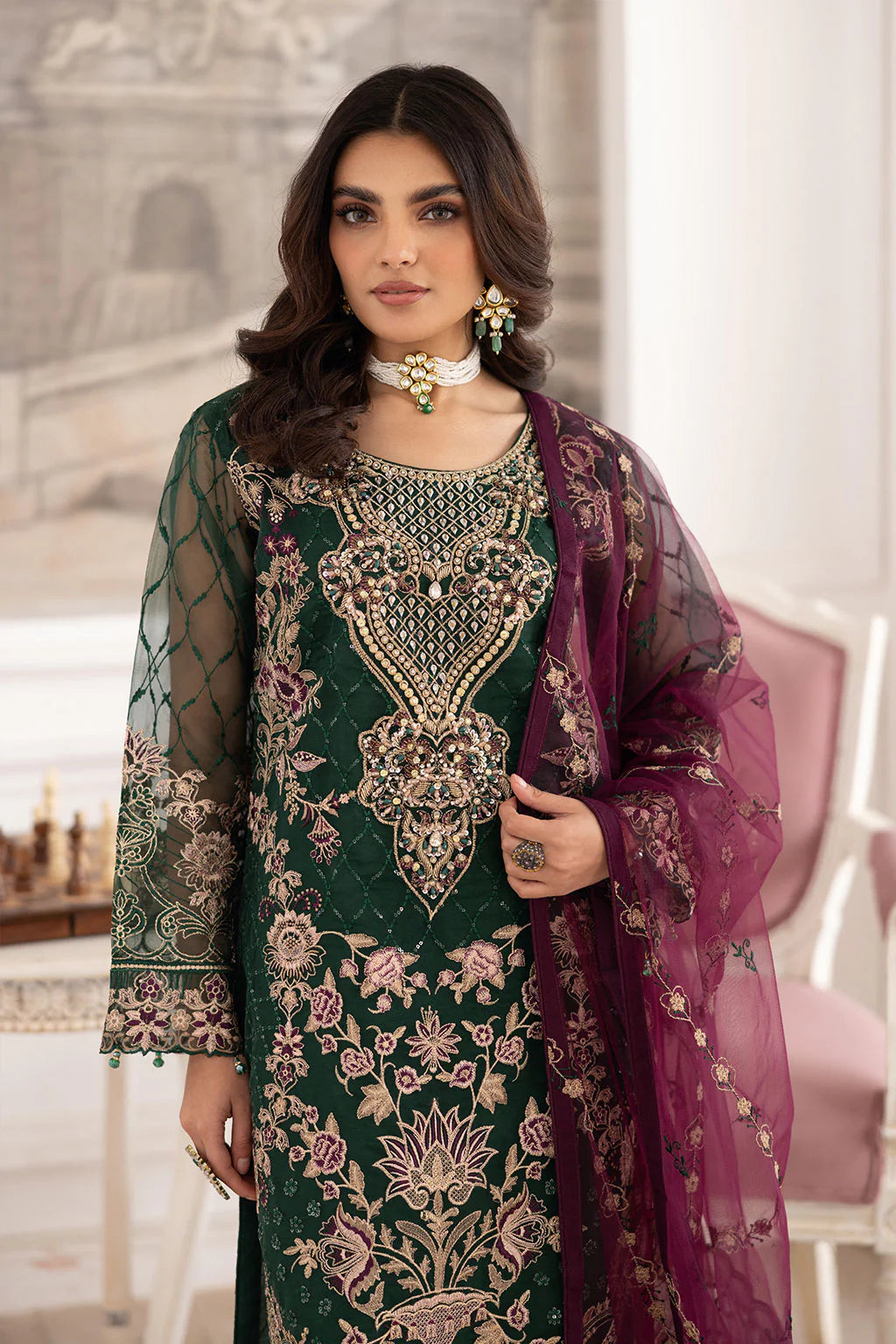 Ramsha 3Pc Embroidered Organza Suit P-208 gulbuy.com