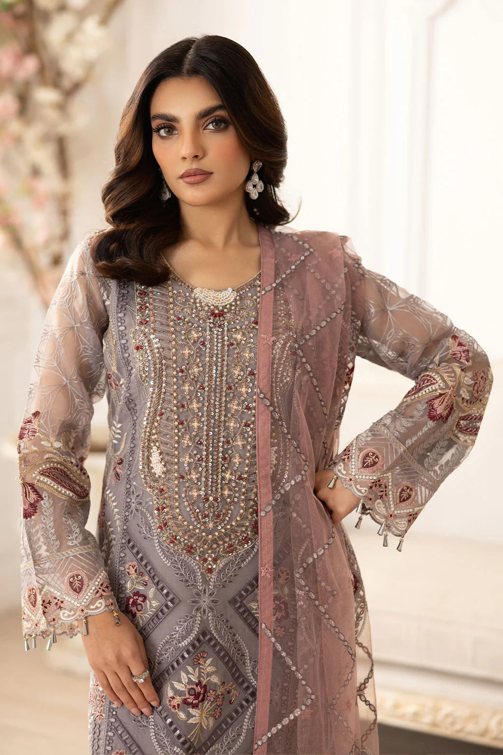 Ramsha 3Pc Embroidered Organza Suit P-205 gulbuy.com